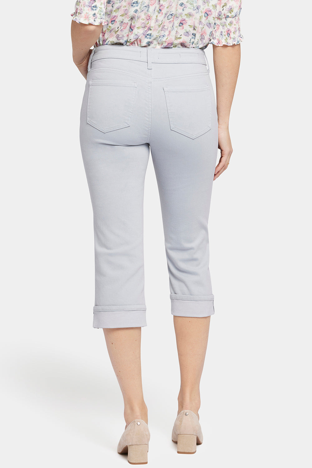NYDJ Marilyn Straight Crop Jeans In Petite In Cool Embrace® Denim With Cuffs - Sea Ice