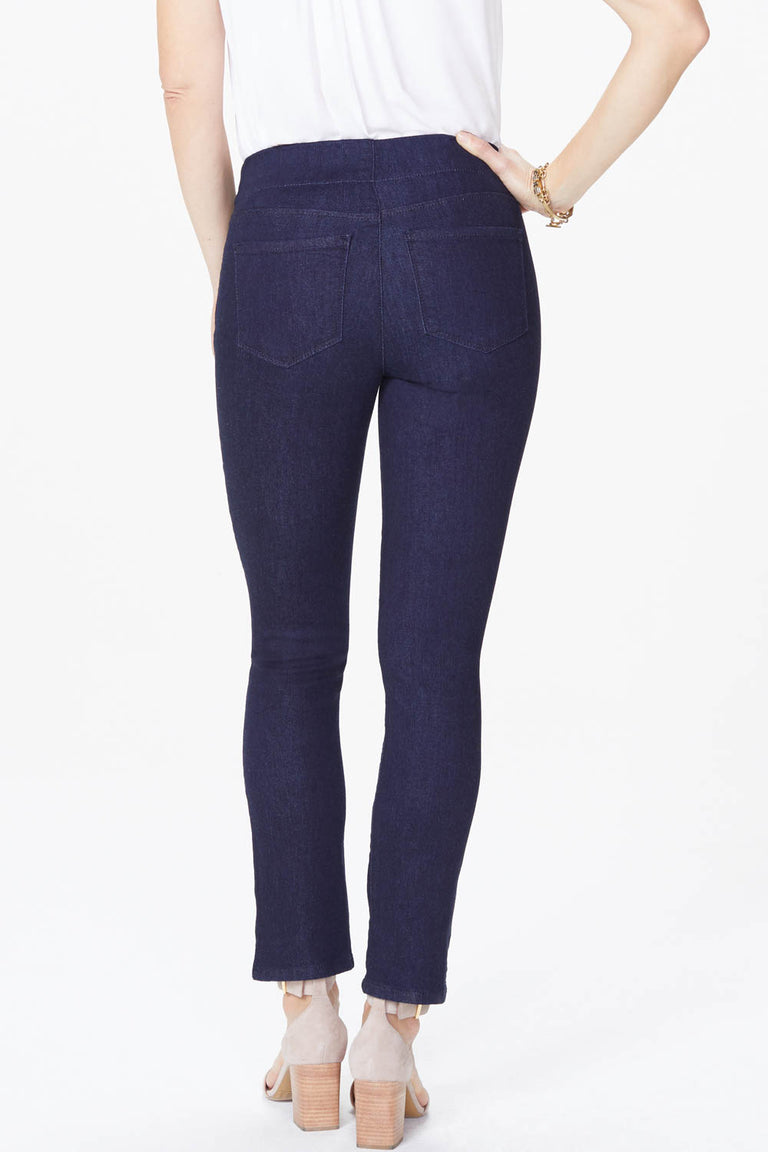 NYDJ Skinny Ankle Pull-On Jeans In Petite With Slit - Rinse