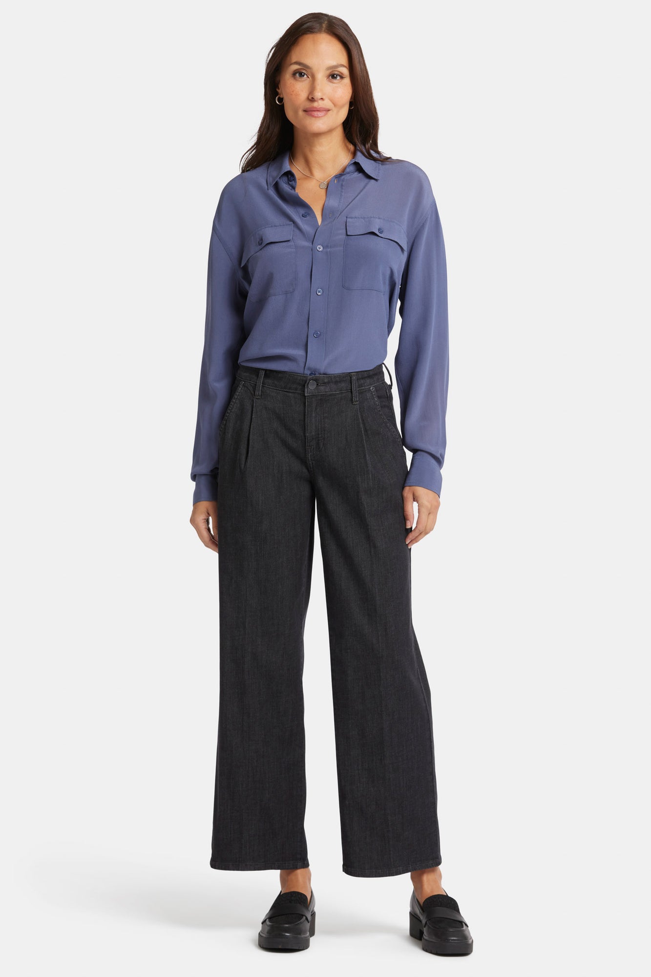 NYDJ Teresa Wide Leg Ankle Jeans In Petite With Pleats - Eternity