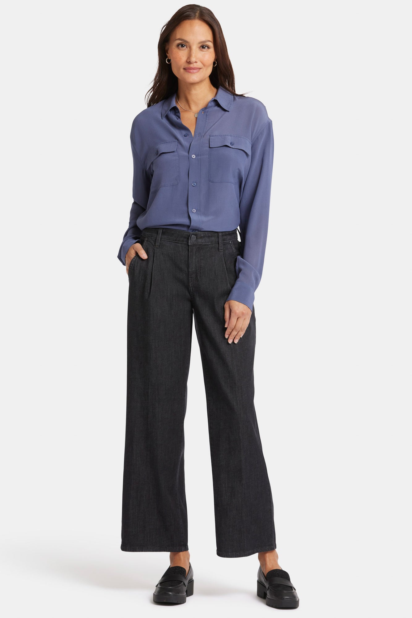 NYDJ Teresa Wide Leg Ankle Jeans In Petite With Pleats - Eternity