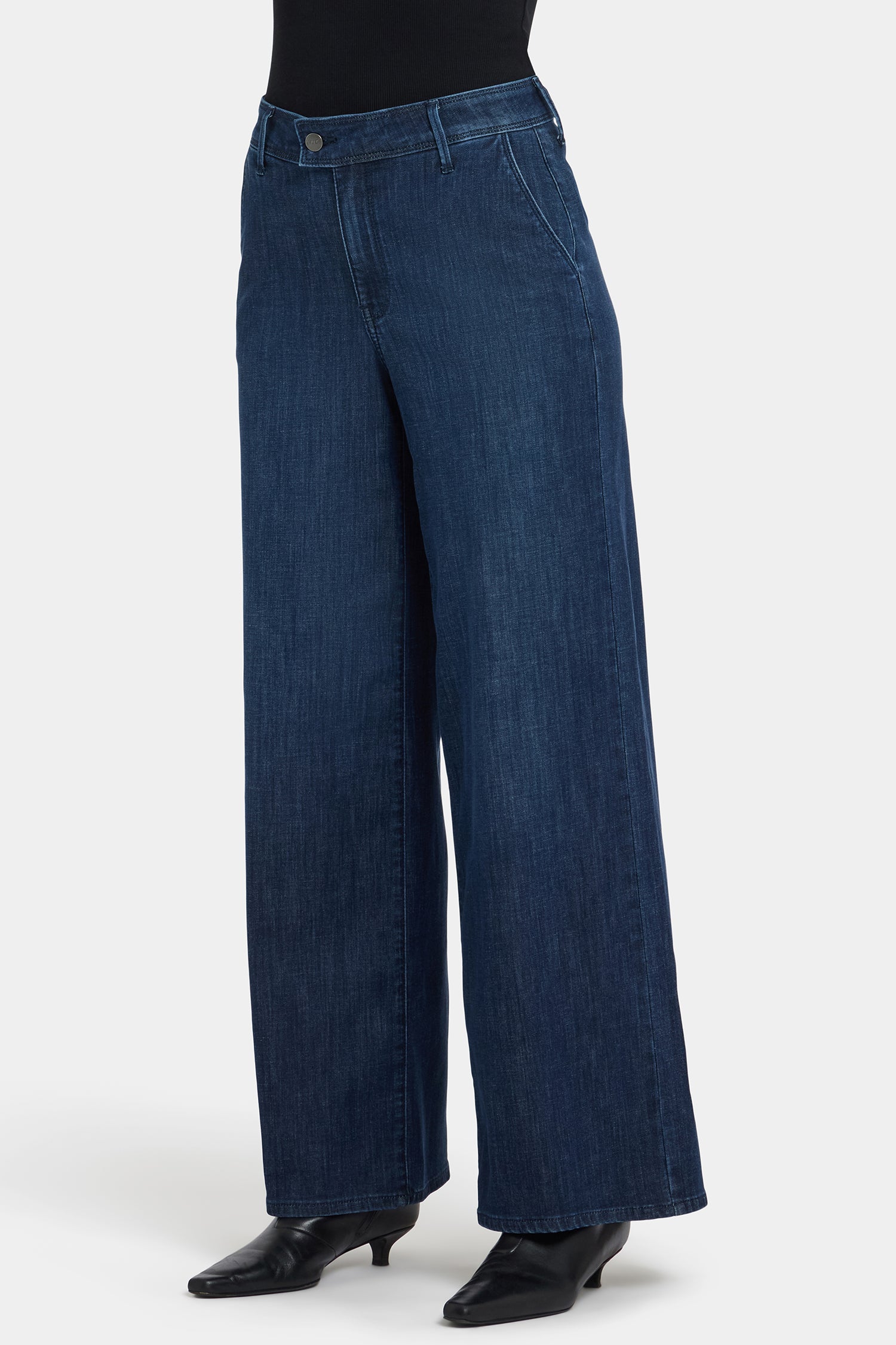 NYDJ Mona Wide Leg Trouser Jeans In Petite With High Rise - Louvre Sapphire
