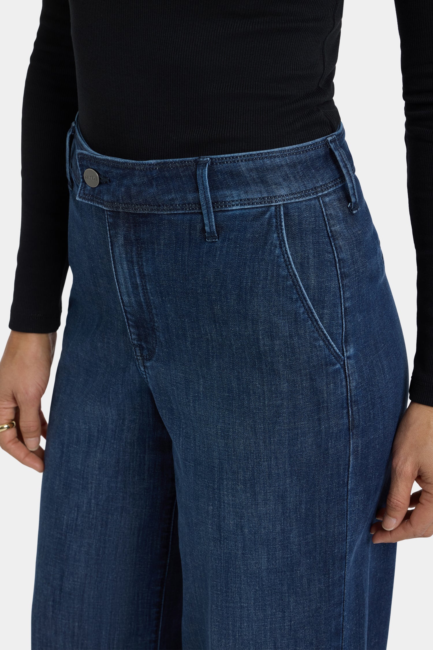 NYDJ Mona Wide Leg Trouser Jeans In Petite With High Rise - Louvre Sapphire