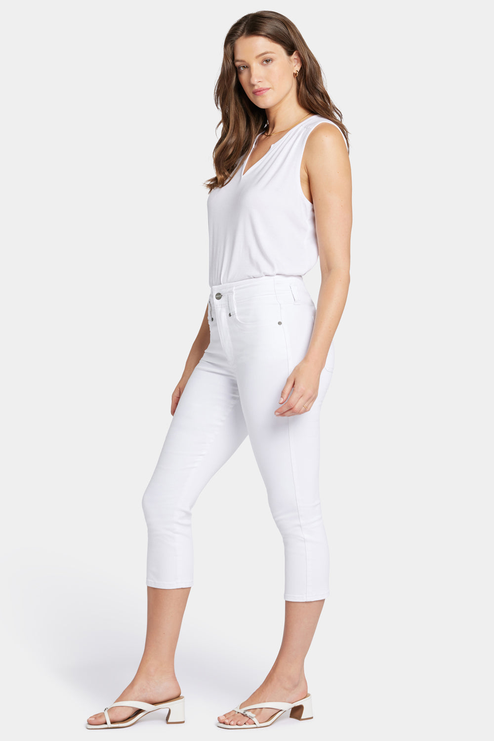 NYDJ Ami Skinny Capri Jeans In Petite With High Rise - Optic White