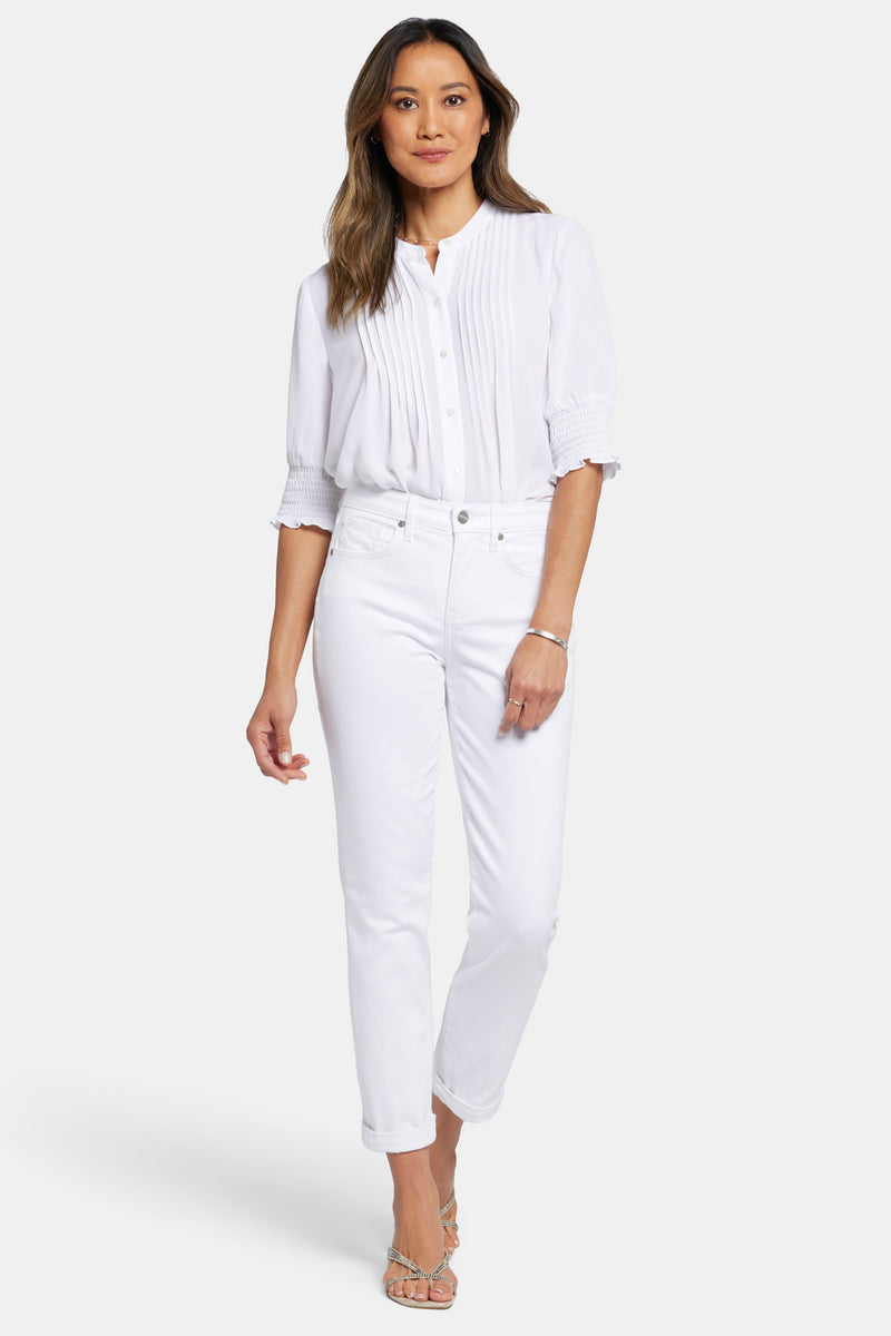 Margot Girlfriend Jeans In Petite With Roll Cuffs - Optic White White ...