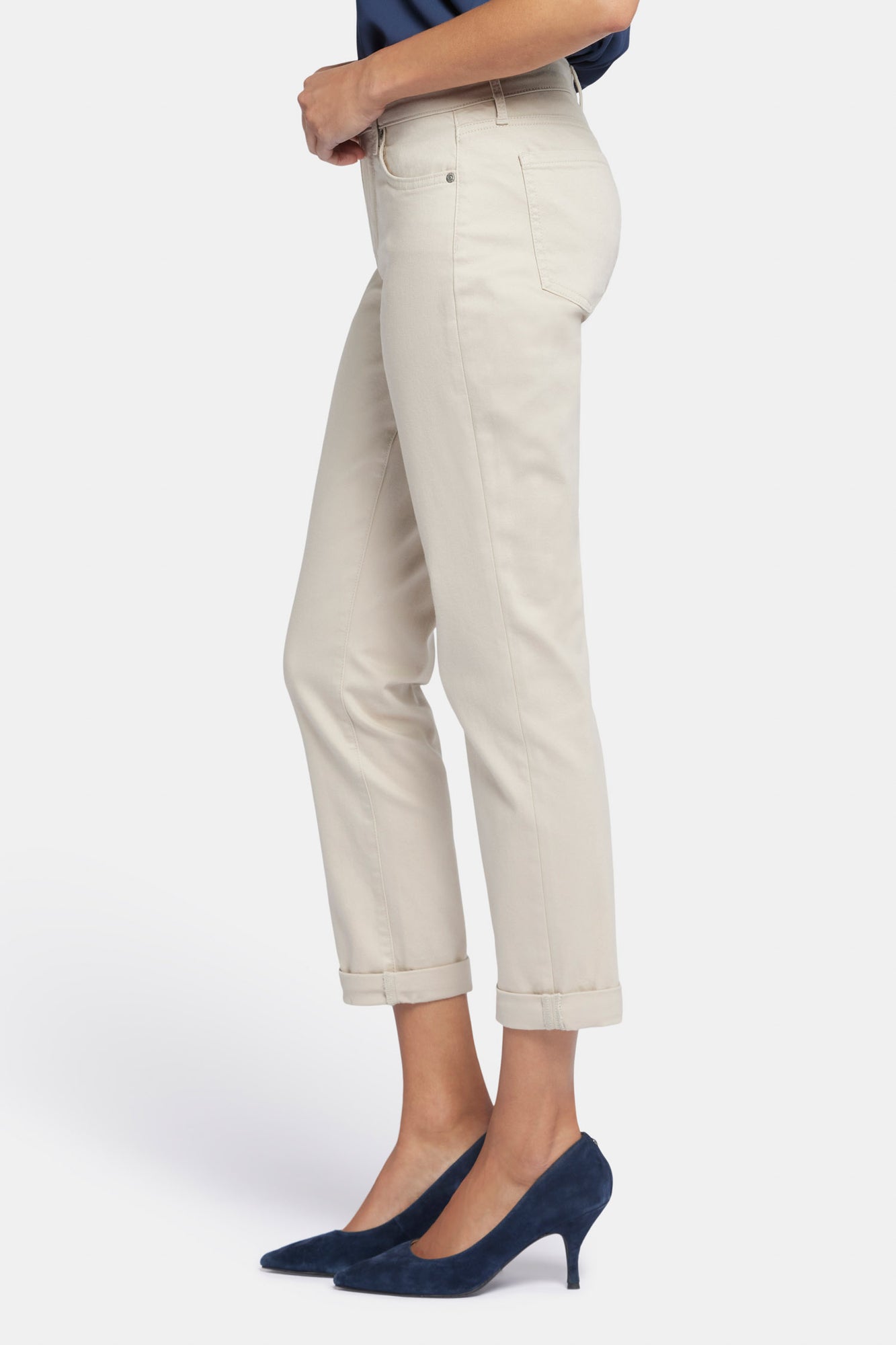 NYDJ Margot Girlfriend Jeans In Petite With Roll Cuffs - Feather
