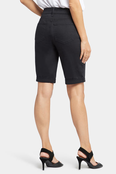 NYDJ Briella 10 Inch Denim Shorts In Petite With Roll Cuffs - Black