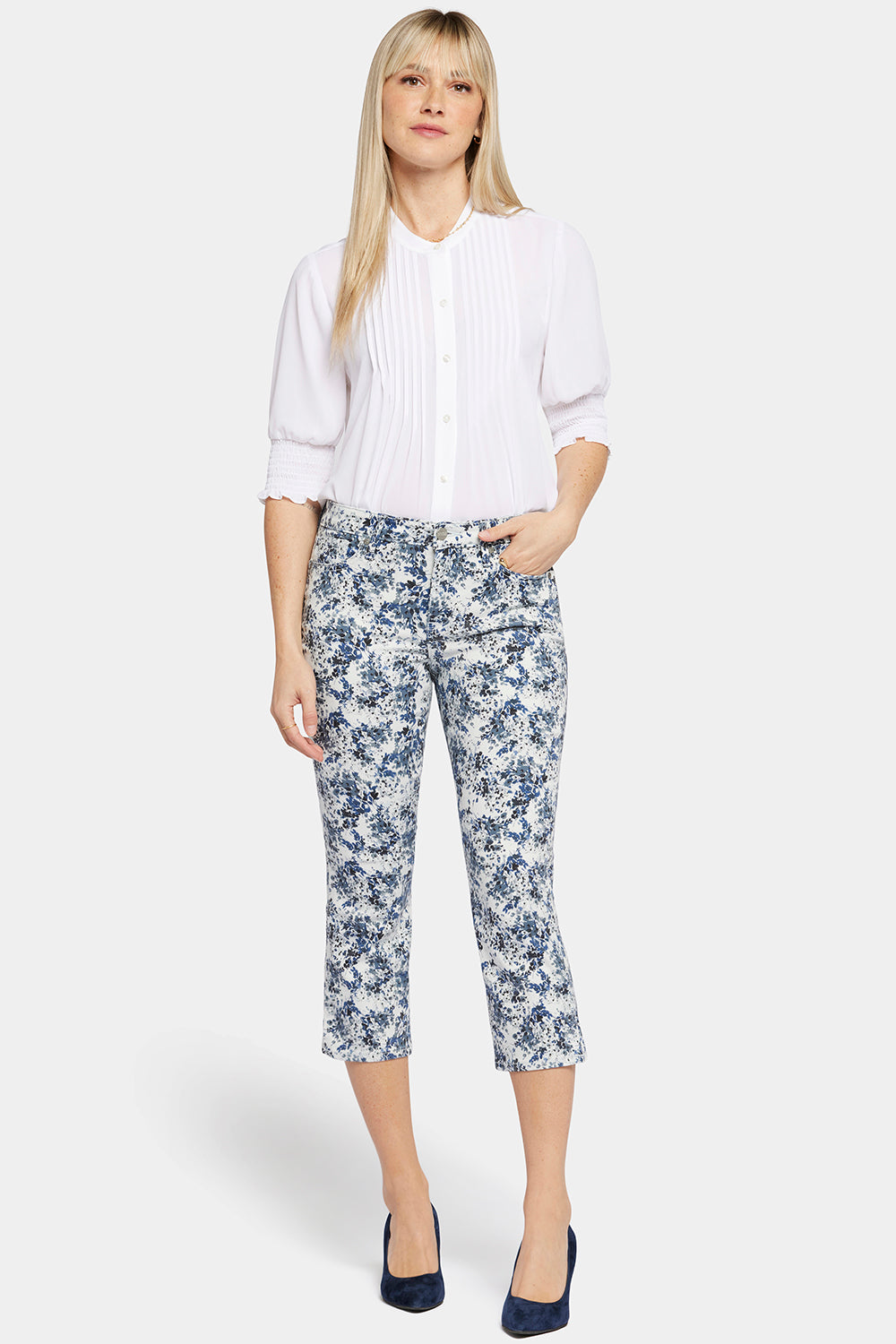 NYDJ Chloe Capri Jeans In Petite With Side Slits - Forest Lagoon