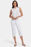 NYDJ Marilyn Straight Crop Jeans In Petite With Side Button Plackets - Optic White