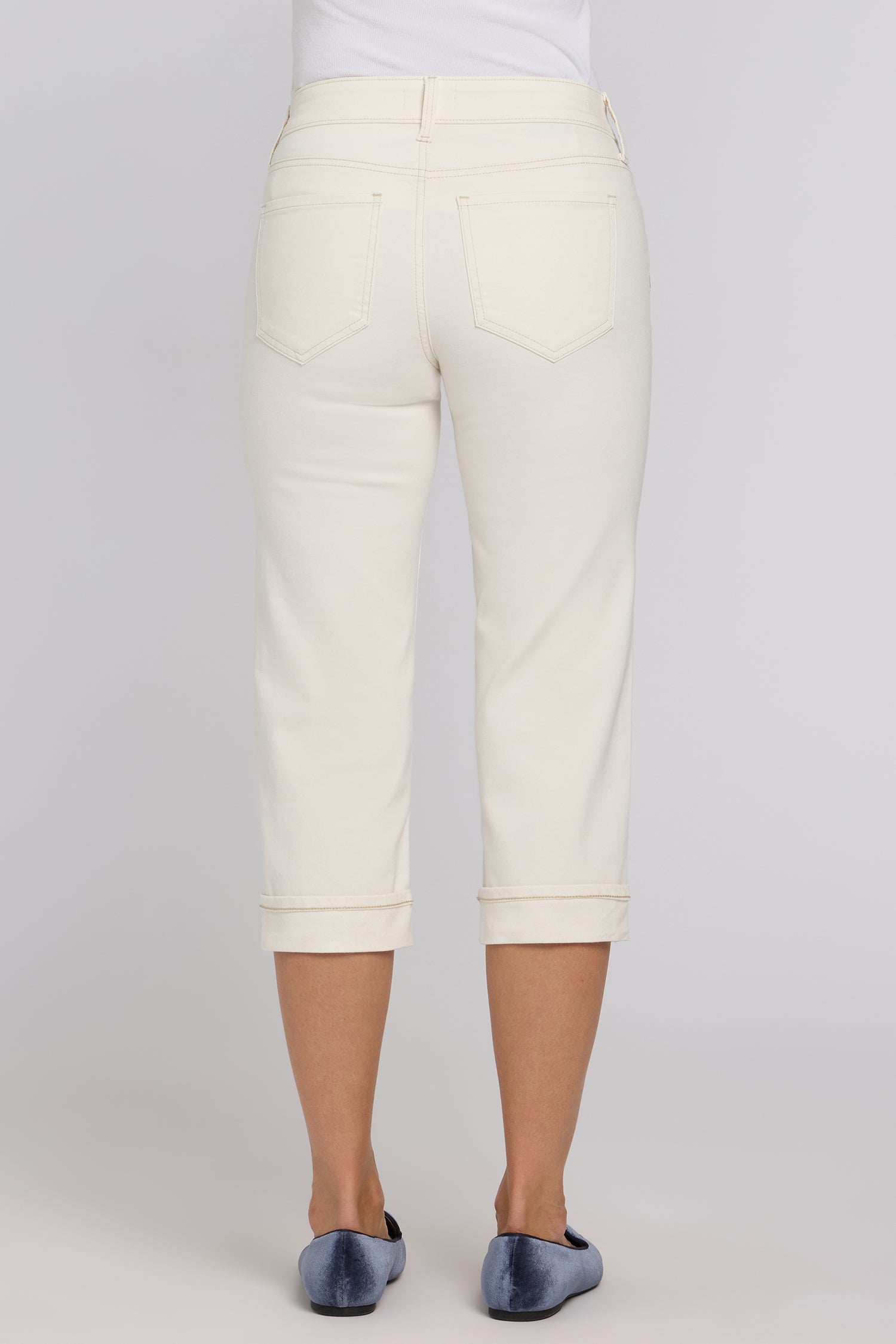 NYDJ Marilyn Straight Crop Jeans In Petite With Cuffs - Vintage White