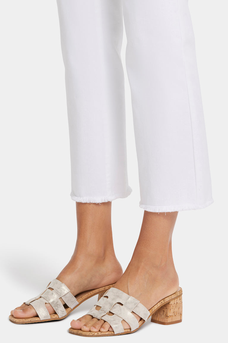 NYDJ Marilyn Straight Ankle Jeans In Petite With Frayed Hems - Optic White