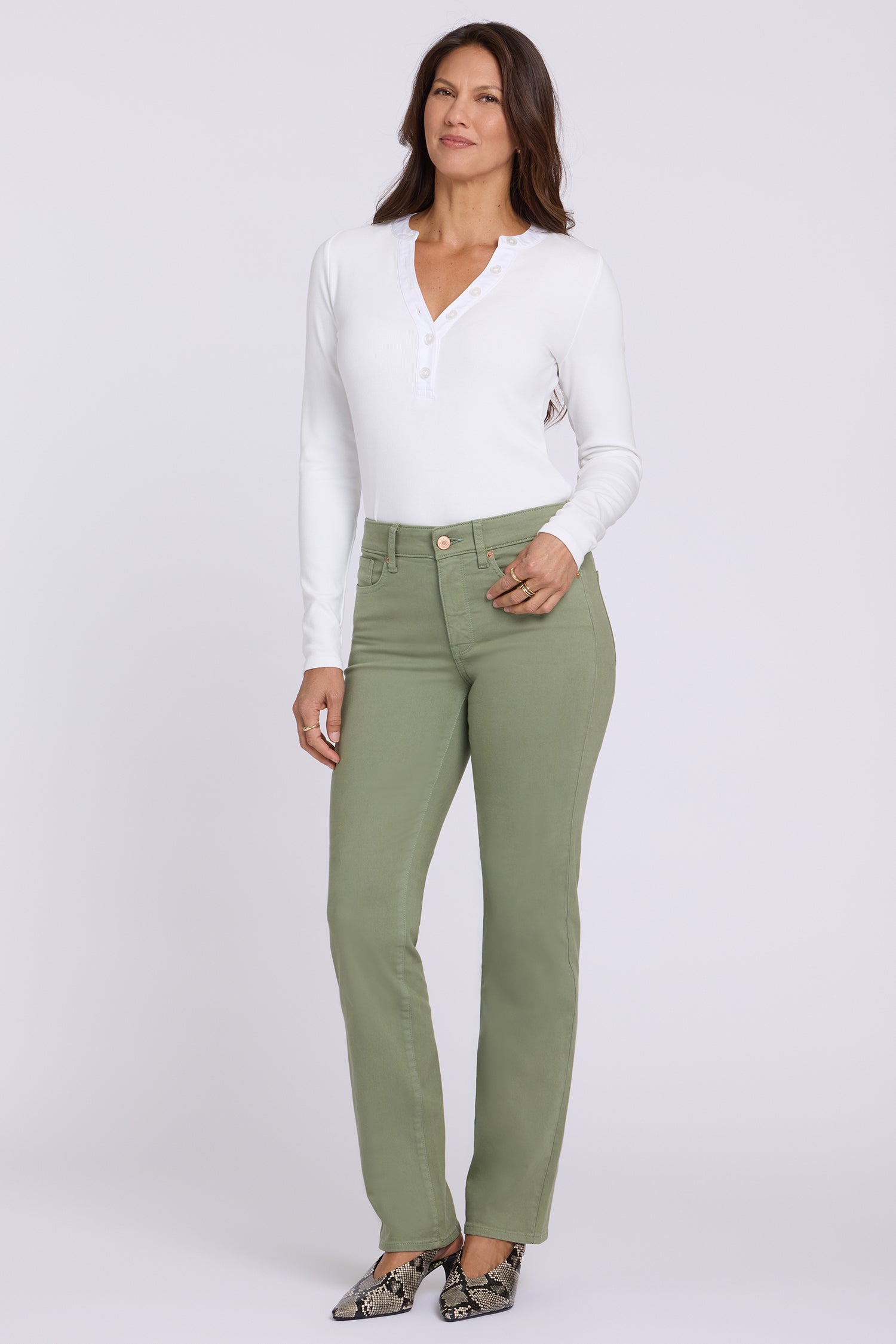 NYDJ Marilyn Straight Jeans In Petite  - Artichoke