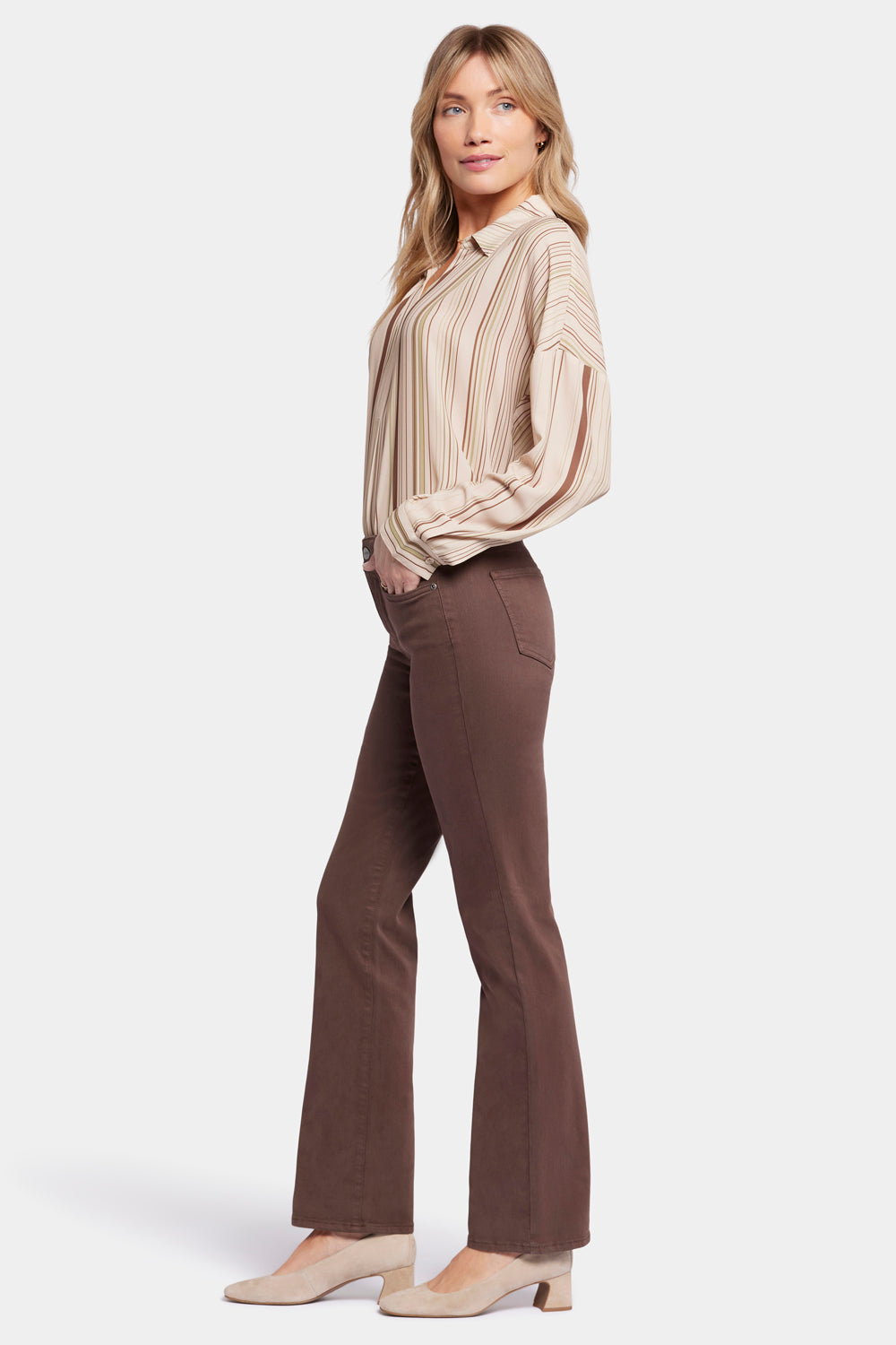 NYDJ Marilyn Straight Jeans In Petite  - Coffee Bean