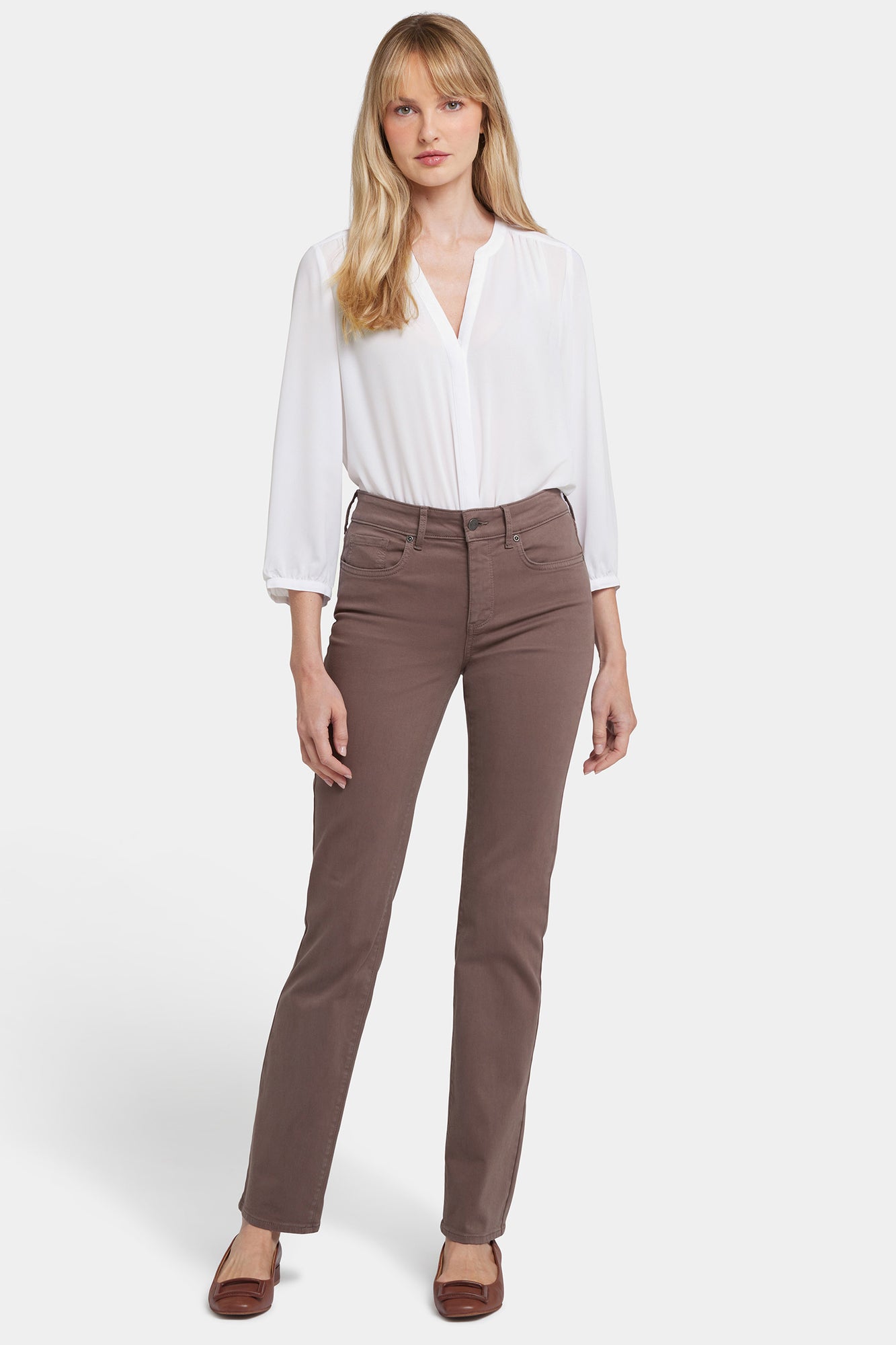 NYDJ Marilyn Straight Jeans In Petite  - Dark Wood