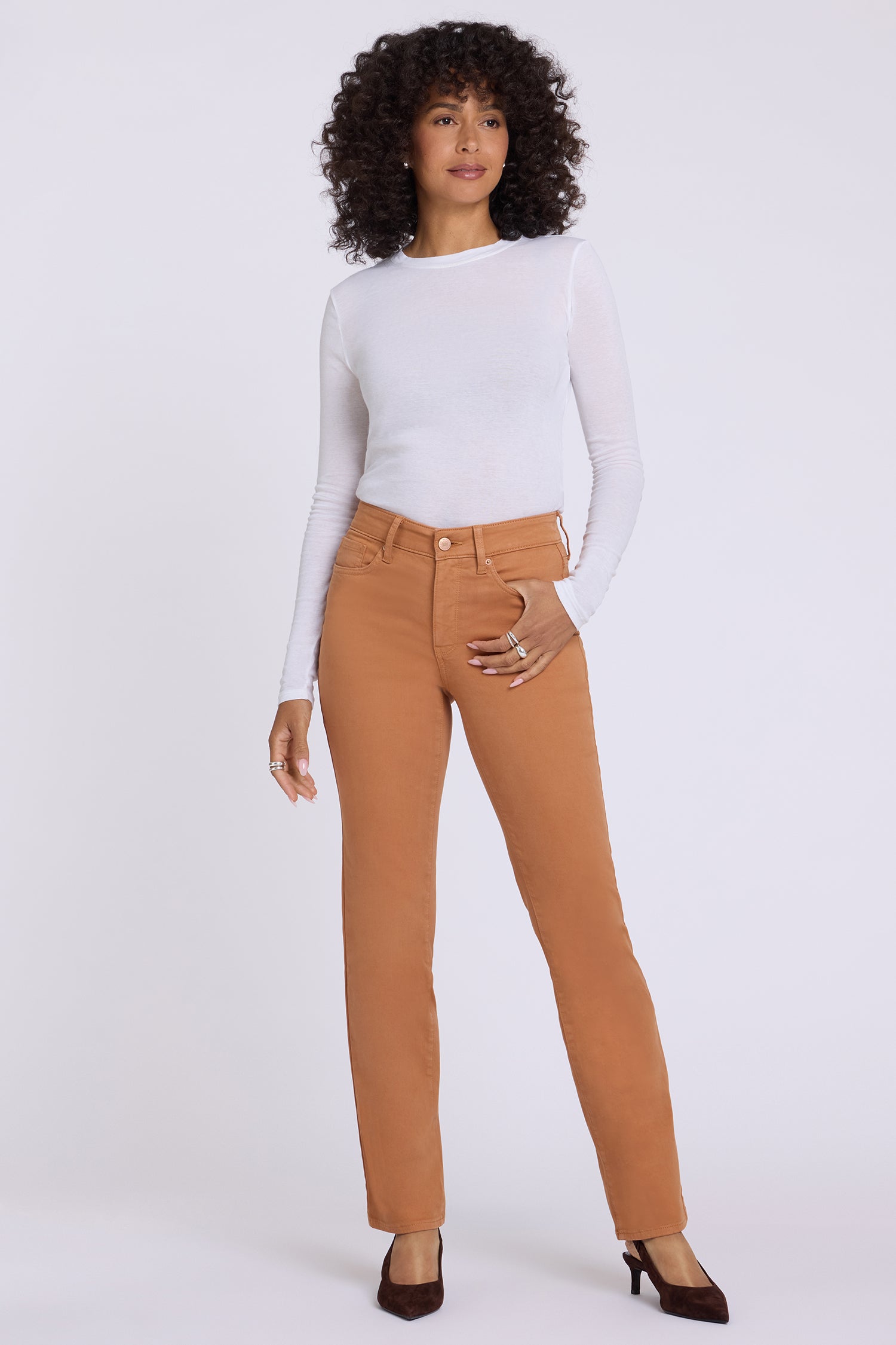 NYDJ Marilyn Straight Jeans In Petite  - Roasted Pecan