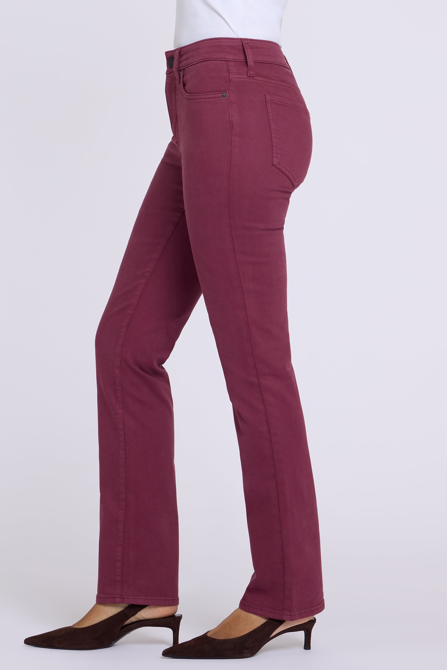 NYDJ Marilyn Straight Jeans In Petite  - True Burgundy