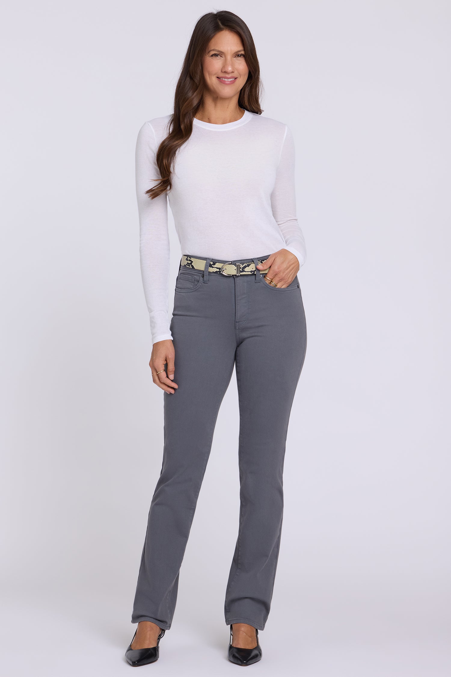 NYDJ Marilyn Straight Jeans In Petite  - Vintage Charcoal
