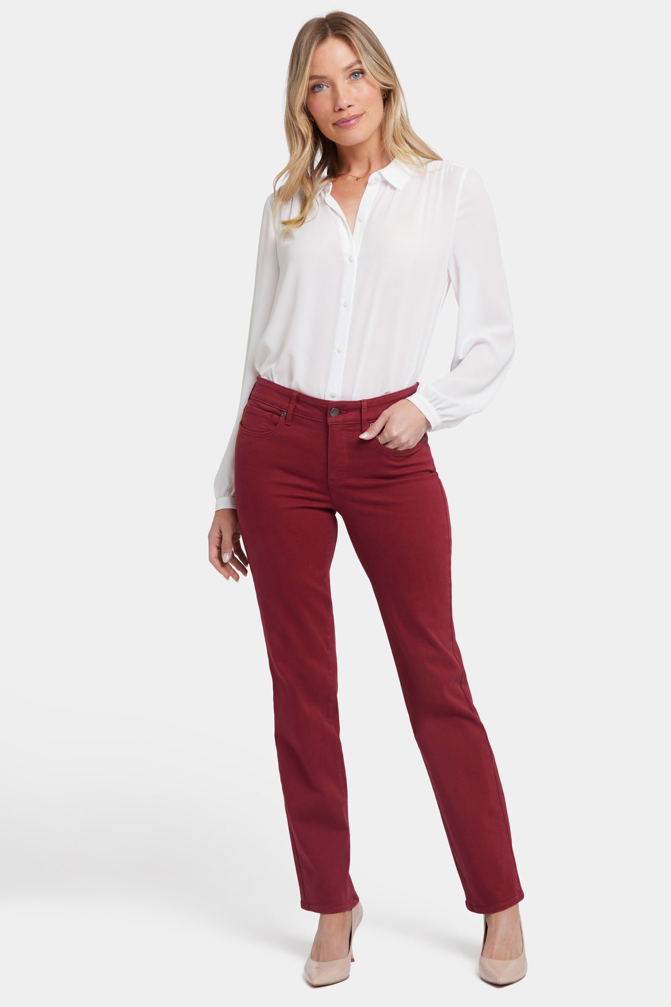 NYDJ Marilyn Straight Jeans In Petite  - Wild Currant