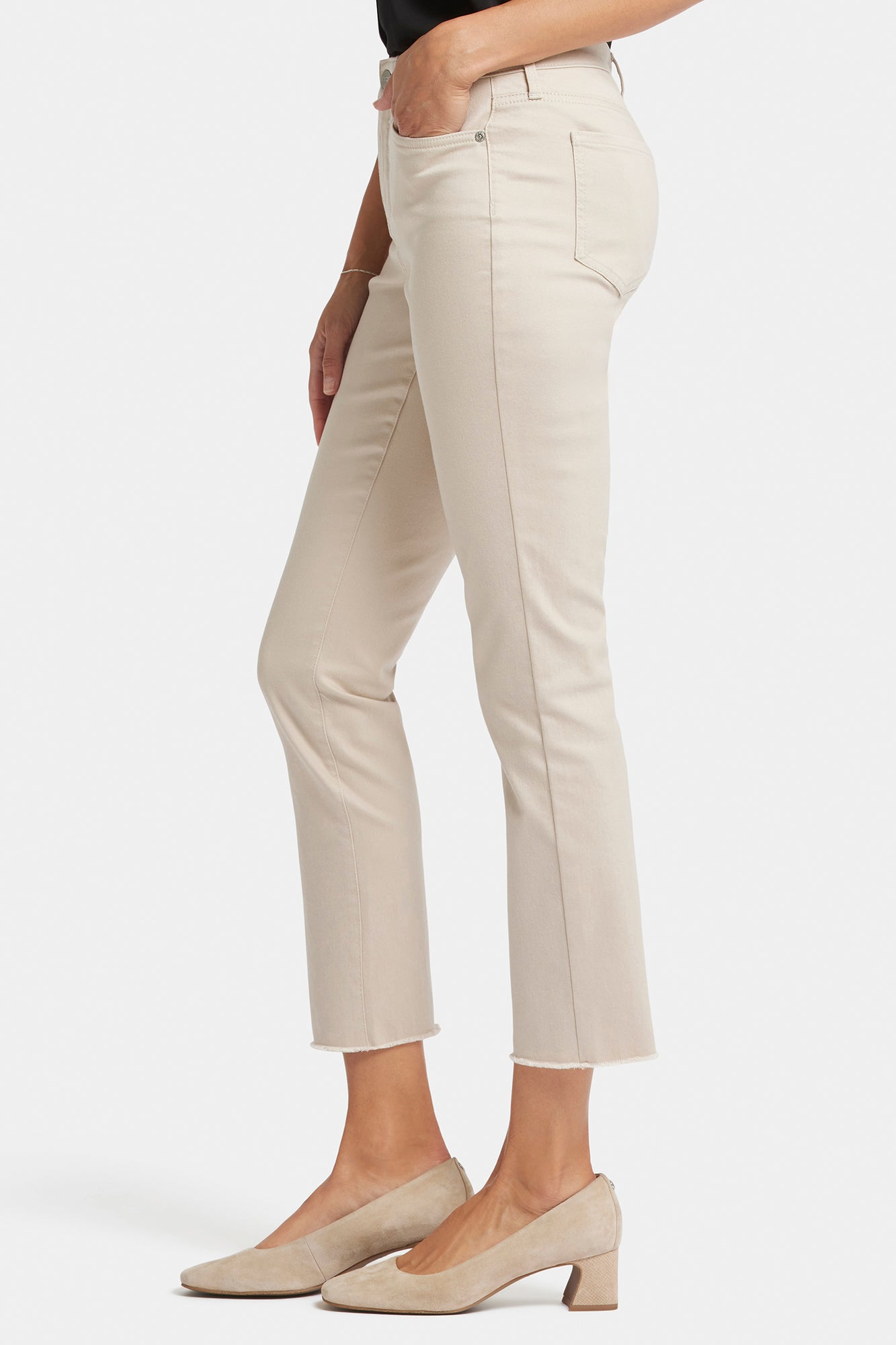 NYDJ Sheri Slim Ankle Jeans In Petite With Frayed Hems - Feather