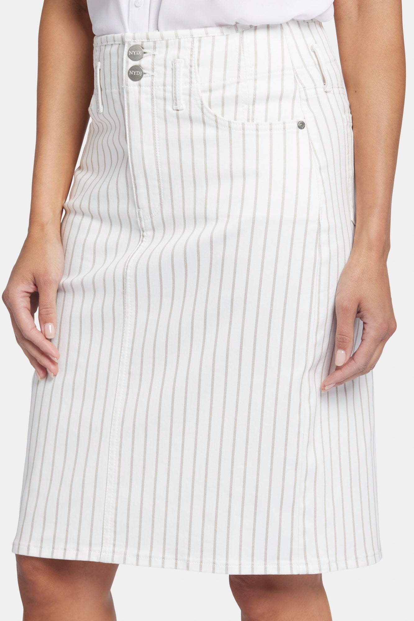 NYDJ High Waist Skirt In Petite  - Beach Cruise Stripe