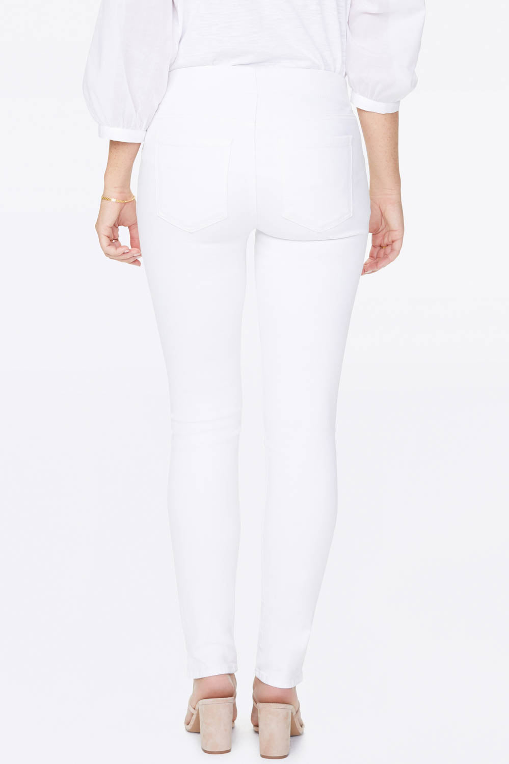 NYDJ Skinny Ankle Pull-On Jeans In Petite With Slit - Optic White