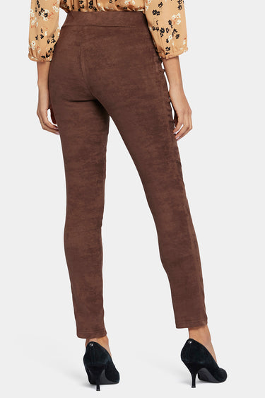 NYDJ Basic Legging Pants In Petite In Stretch Faux Suede - Dark Chocolate