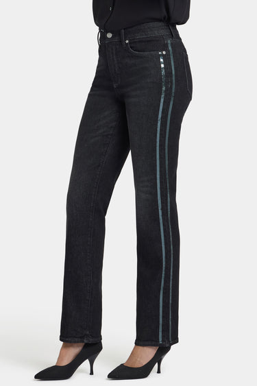 NYDJ Marilyn Straight Jeans In Petite With High Rise, Sequins And 29