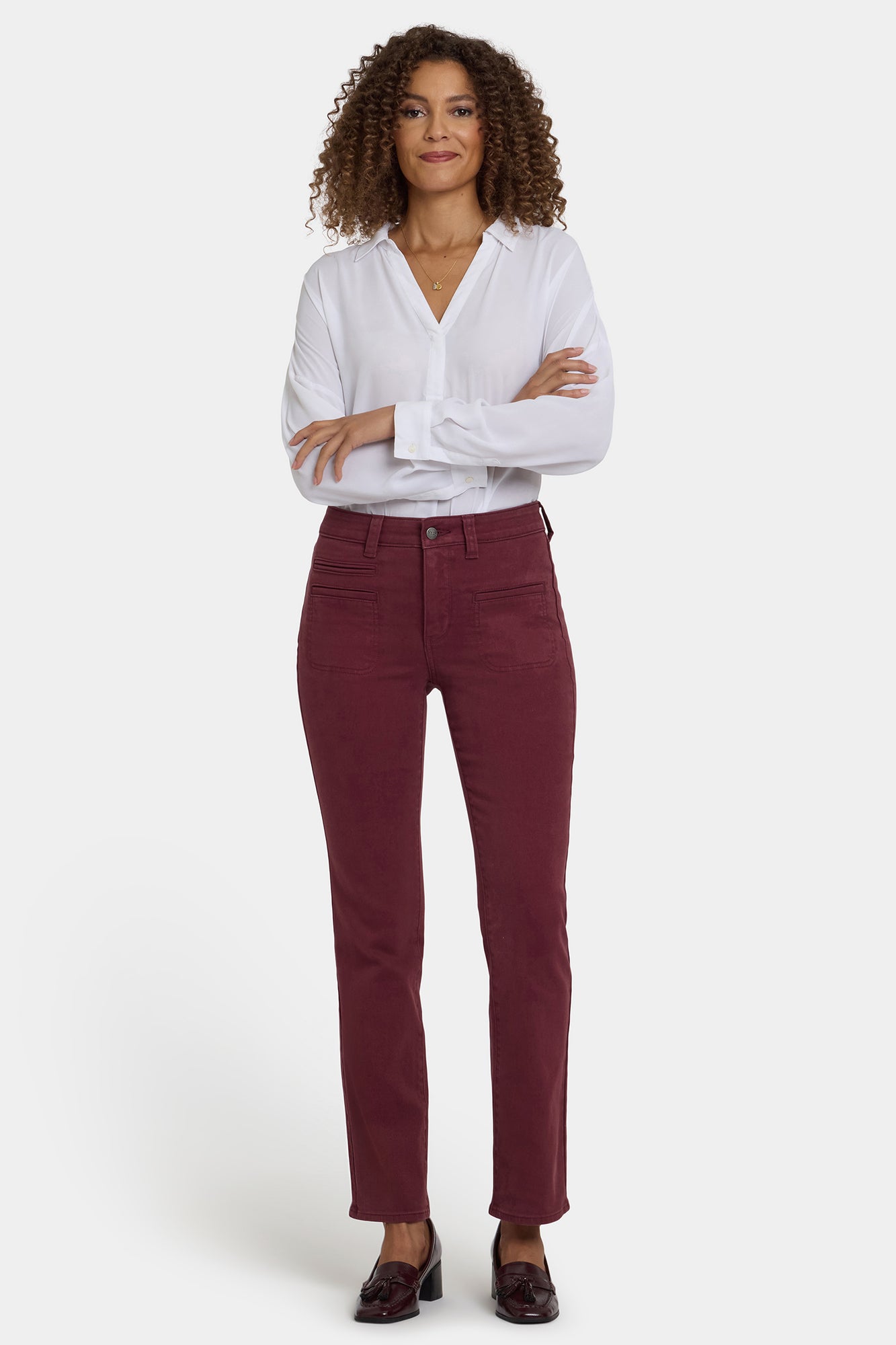 NYDJ Marilyn Straight Jeans In Petite With High Rise, Utility Welt Pockets And 29