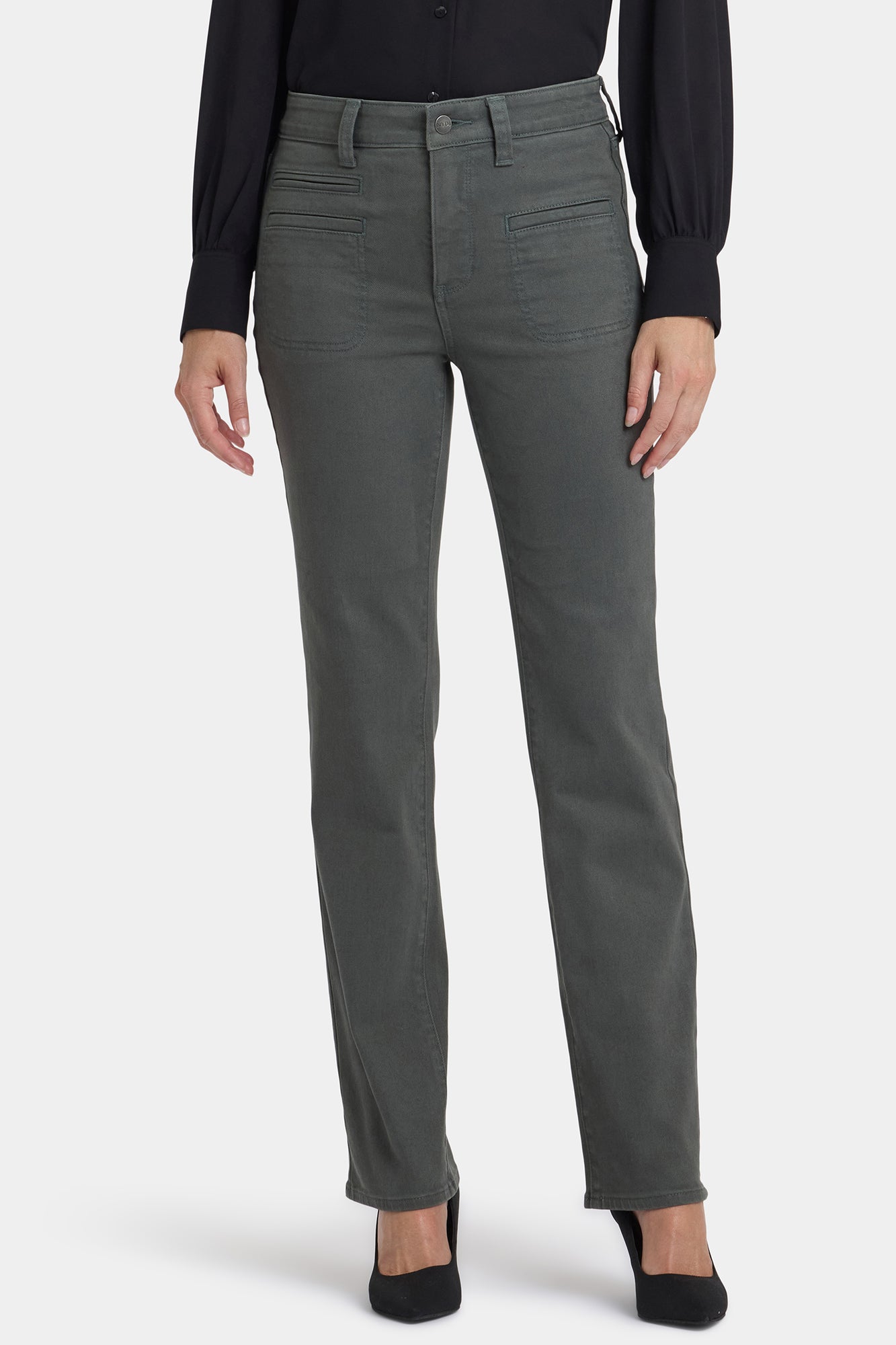 NYDJ Marilyn Straight Jeans In Petite With High Rise, Utility Welt Pockets And 29