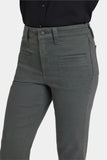 NYDJ Marilyn Straight Jeans In Petite With High Rise, Utility Welt Pockets And 29" Inseam - True Olive