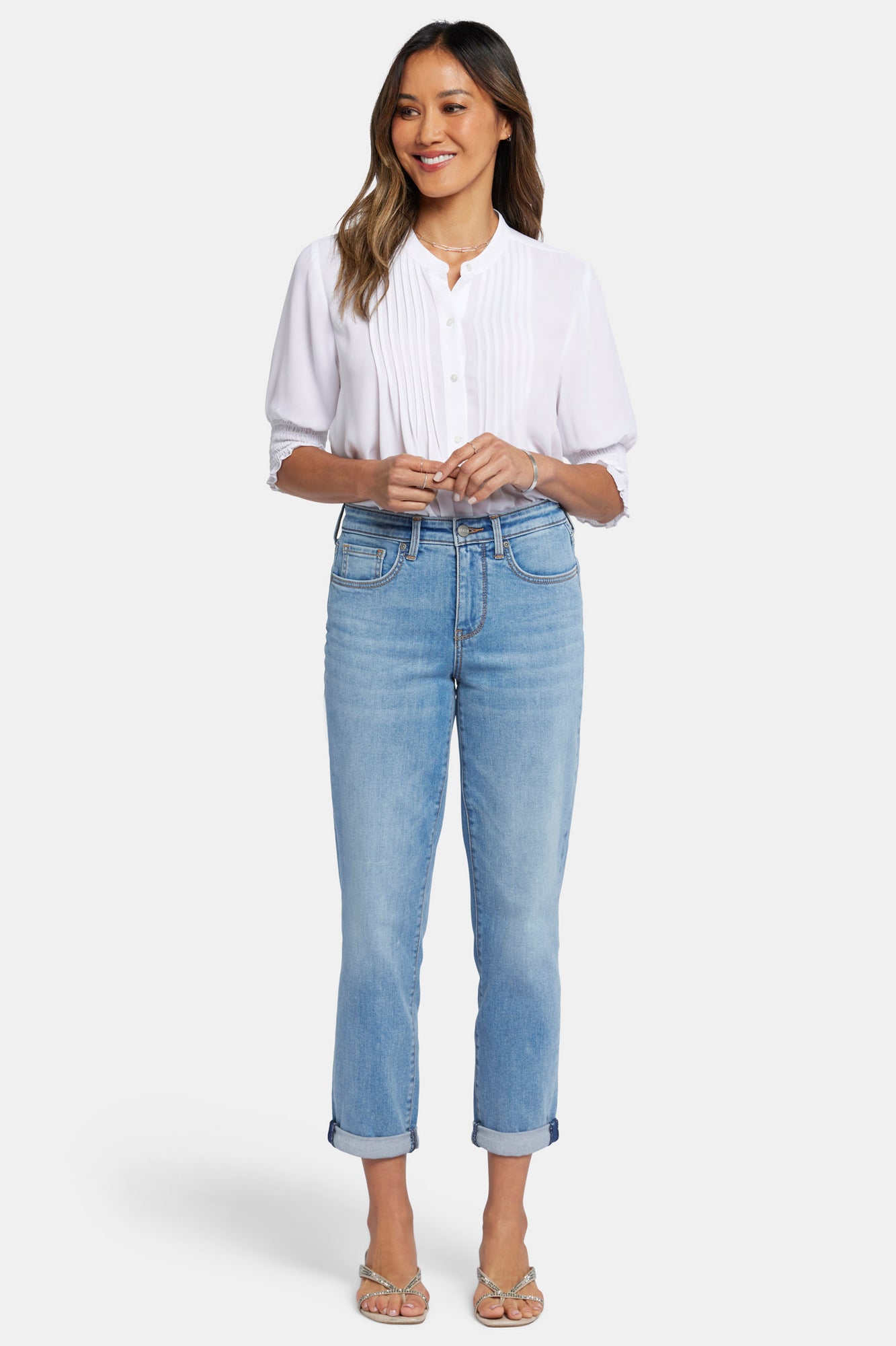 Margot Girlfriend Jeans In Petite With Roll Cuffs - Quinta Blue | NYDJ