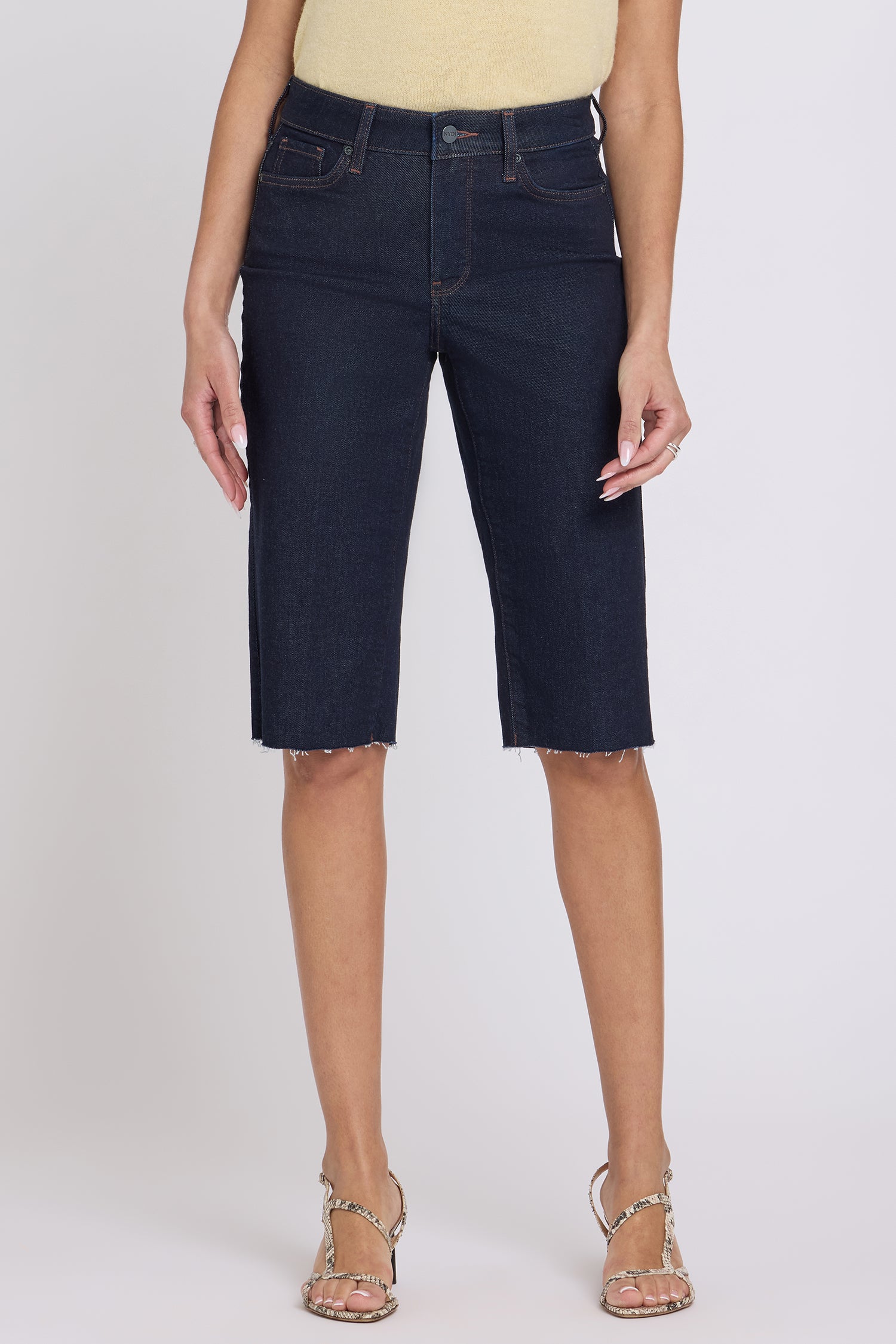 NYDJ Kristie '80s Bermuda Denim Shorts In Petite With Pressed Creases And Raw Hems - Magical