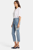 NYDJ Margot Girlfriend Jeans In Petite With Roll Cuffs And Embroidered Patch - Indigo Stream