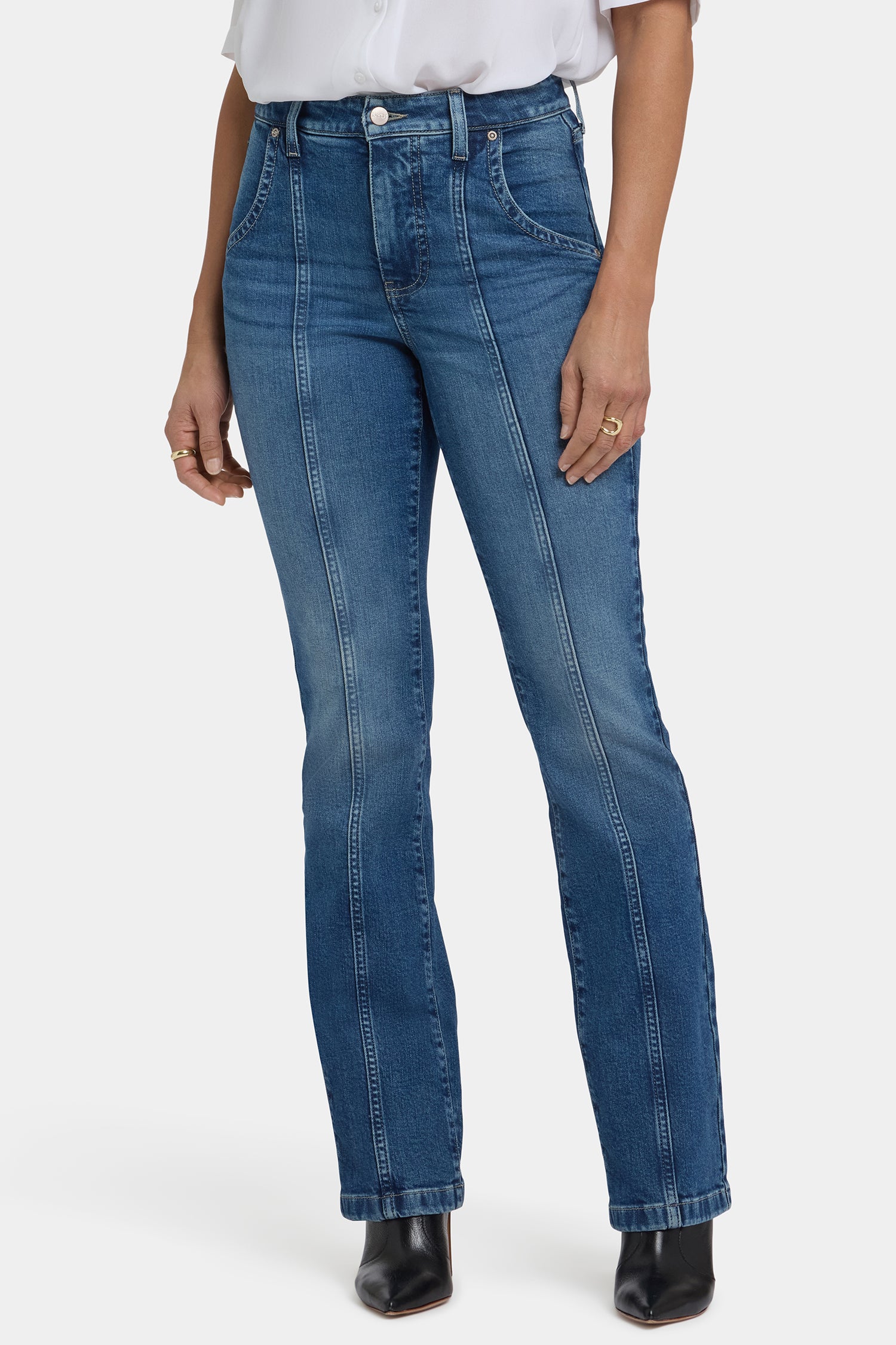 NYDJ Billie Mini Bootcut Jeans In Petite With High Rise And Seam Detail - Romantic Indigo