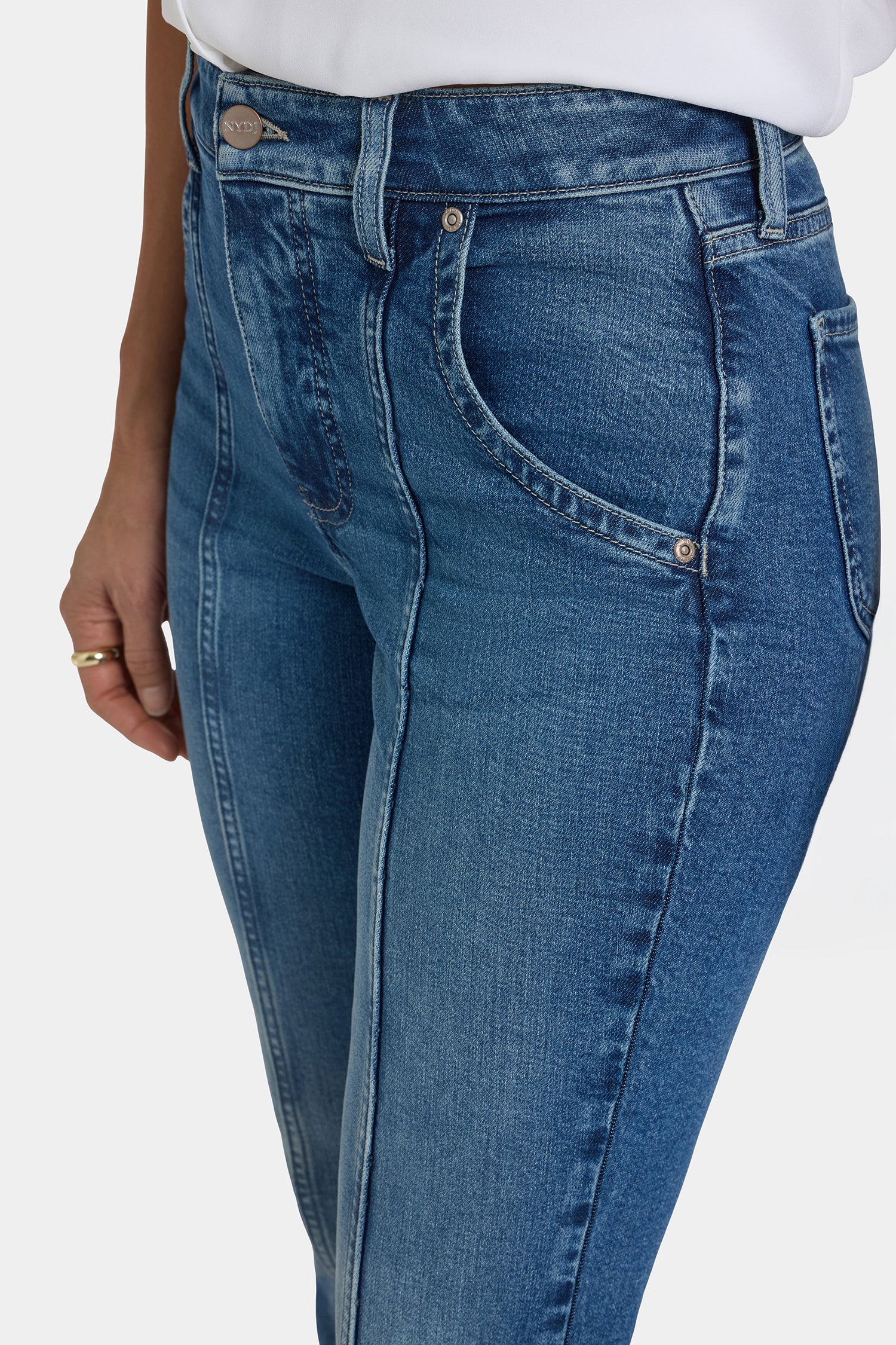 NYDJ Billie Mini Bootcut Jeans In Petite With High Rise And Seam Detail - Romantic Indigo