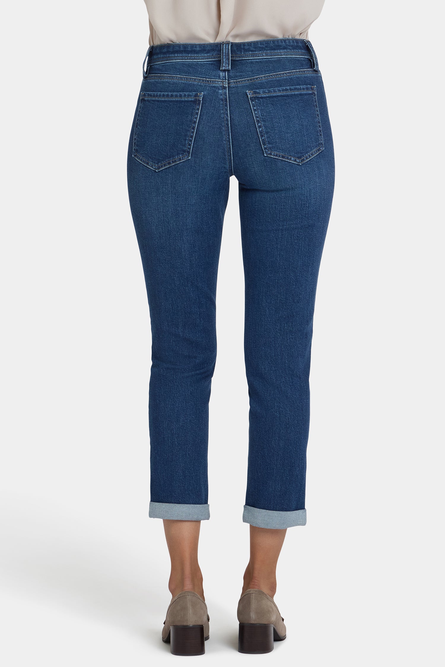 NYDJ Margot Girlfriend Jeans In Petite With Utility Pockets And Roll Cuffs - Vintage Lapis