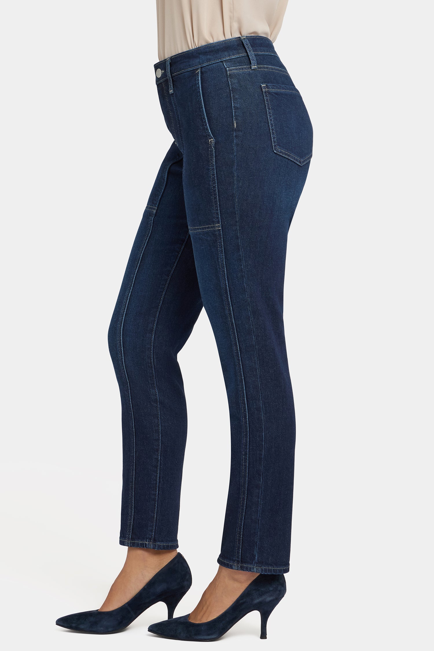 NYDJ Margot Girlfriend Jeans In Petite With Front Seam Detail - Midnight Breeze