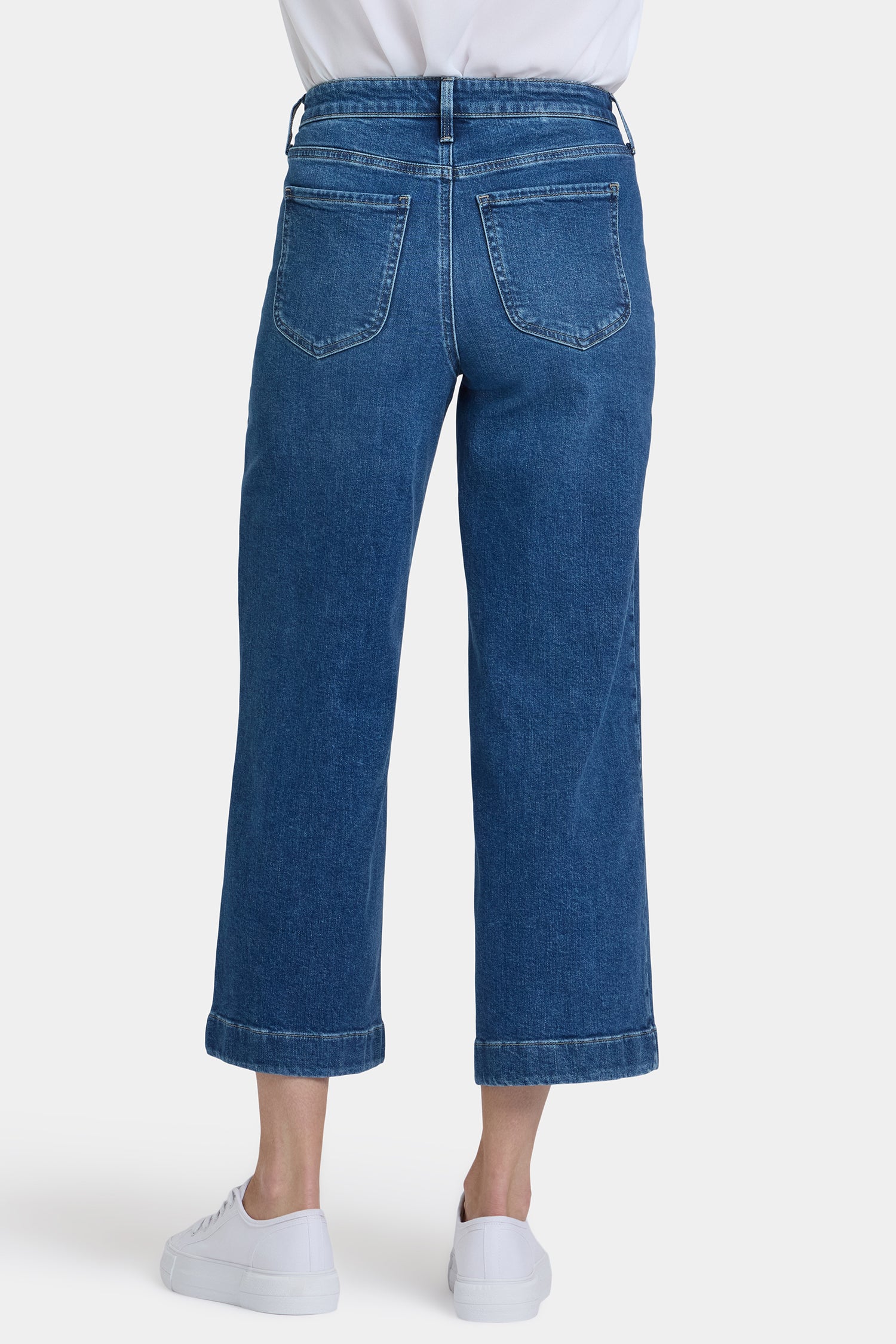 NYDJ Teresa Wide Leg Ankle Jeans In Petite With High Rise And Front Patch Pockets - Opera Blue