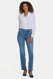 NYDJ Marilyn Straight Jeans In Petite With High Rise, Gold Chains And 29" Inseam - Bastille Sea
