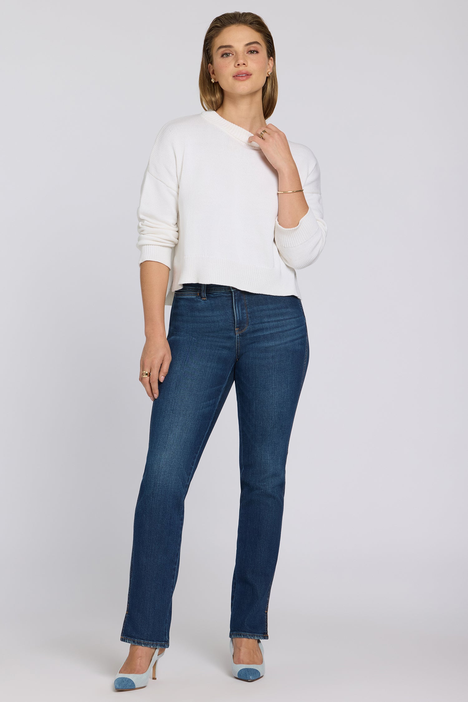 NYDJ Marilyn Straight Jeans In Petite With Clean Front, Back Darts And Side Slits - Sunset Villa