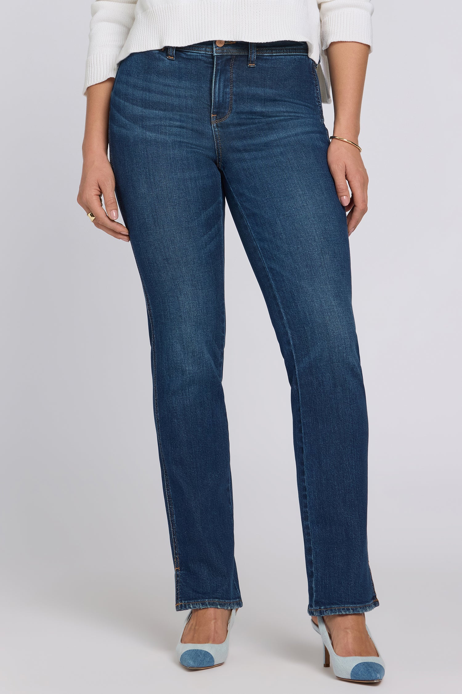 NYDJ Marilyn Straight Jeans In Petite With Clean Front, Back Darts And Side Slits - Sunset Villa