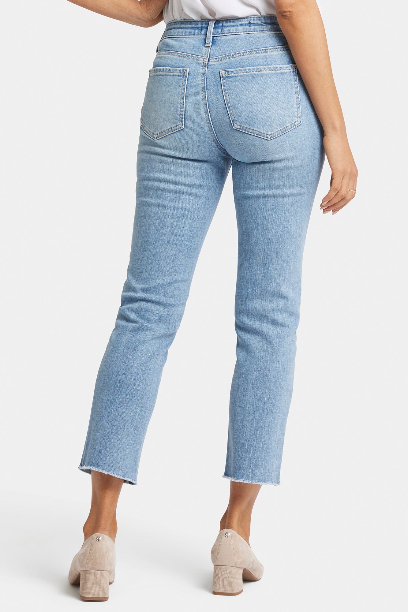 NYDJ Sheri Slim Ankle Jeans In Petite With Frayed Hems - Blue Valley