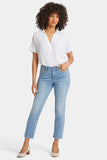 NYDJ Sheri Slim Ankle Jeans In Petite With Frayed Hems - Blue Valley