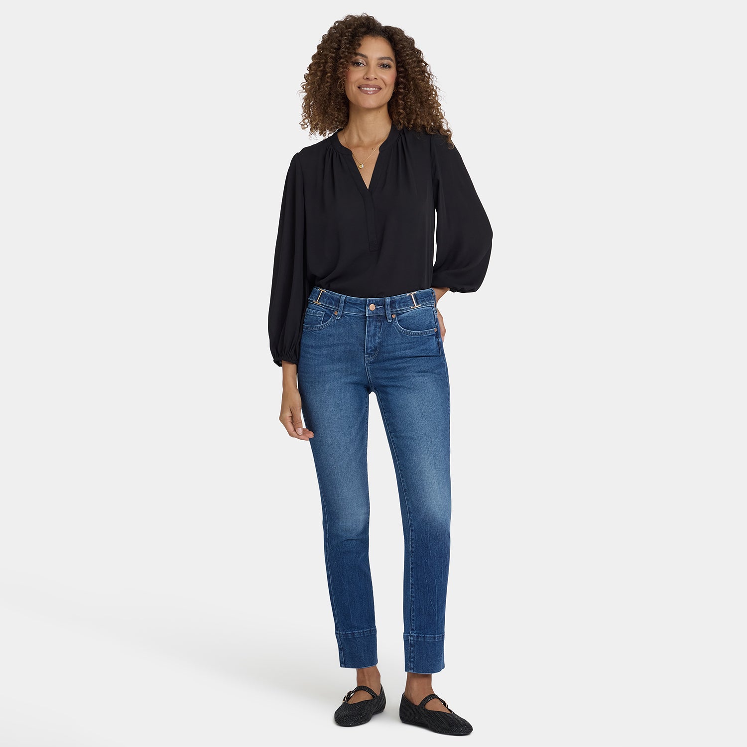 Sheri Slim Jeans In Petite With Waistband Buckle Detail - Cool