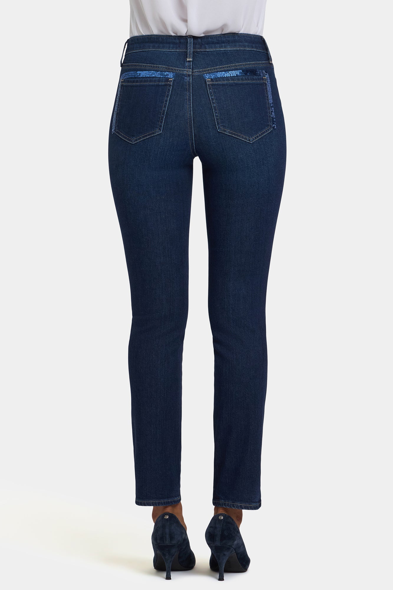 NYDJ Sheri Slim Jeans In Petite With Back Sequins - Indigo Seine