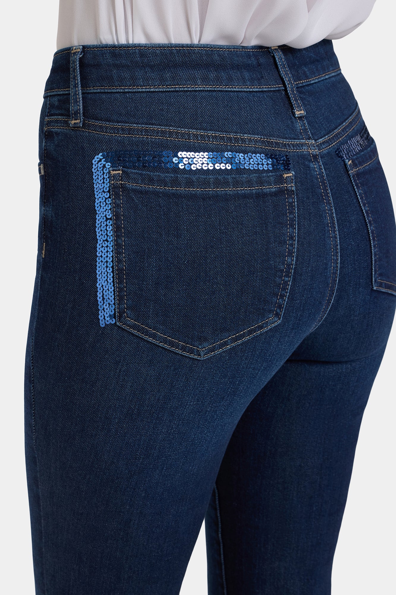 NYDJ Sheri Slim Jeans In Petite With Back Sequins - Indigo Seine