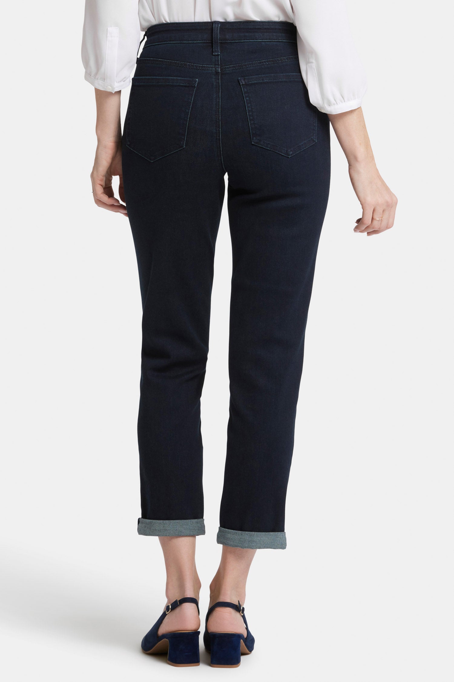 NYDJ Margot Girlfriend Jeans In Petite With Roll Cuffs - Midnight Falls