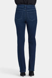 NYDJ Marilyn Straight Jeans In Petite With Paneled Seam Detail - Blackened Blue