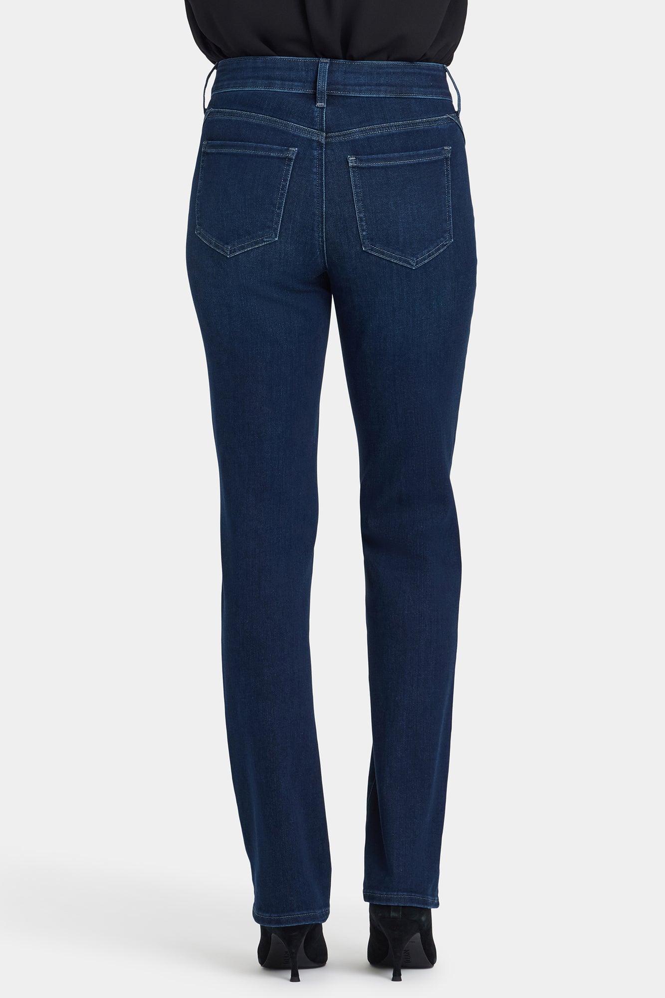 NYDJ Marilyn Straight Jeans In Petite With Paneled Seam Detail - Blackened Blue