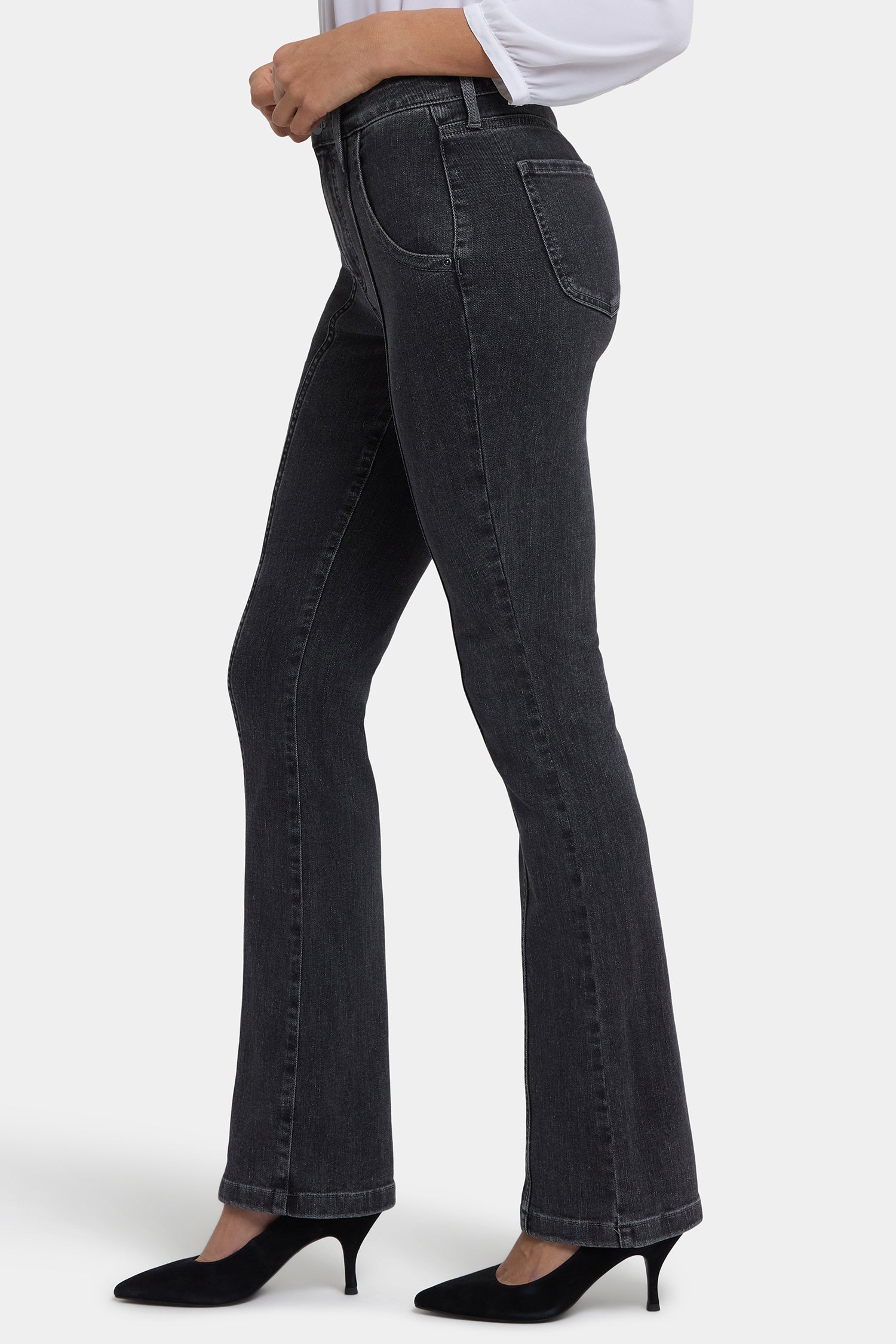NYDJ Billie Mini Bootcut Jeans In Petite With High Rise And Seam Detail - Slate Stone