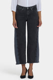 NYDJ Teresa Wide Leg Jeans In Petite With Contrast Side Panels, Frayed Hems And 27" Inseam - Street Shade